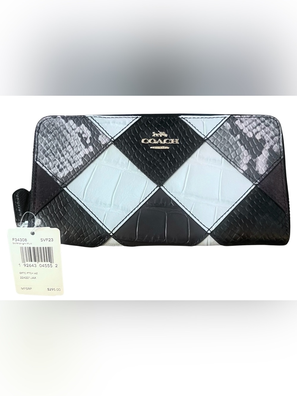 COACH Exotic Patchwork Accordion Zip Wallet, NWT